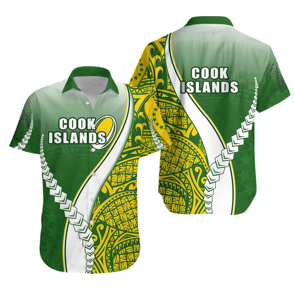 Cook Islands Rugby Hawaiian Shirt Confident Polynesian - Vibe Hoodie Shop