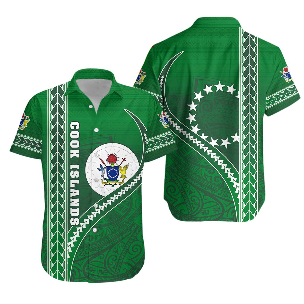 Cook Islands Rugby Hawaiian Shirt Simple Style Green - Vibe Hoodie Shop