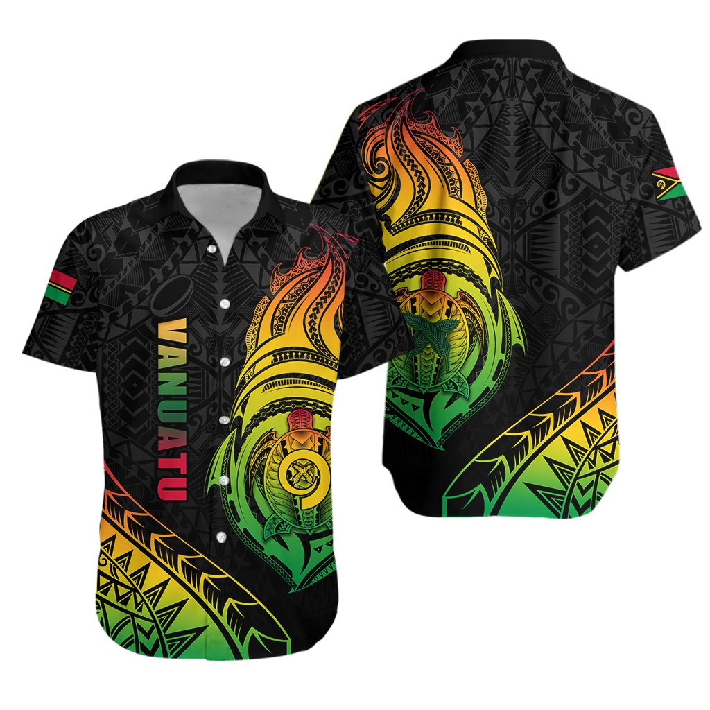 Vanuatu Rugby Hawaiian Shirt Turtle Color - Vibe Hoodie Shop