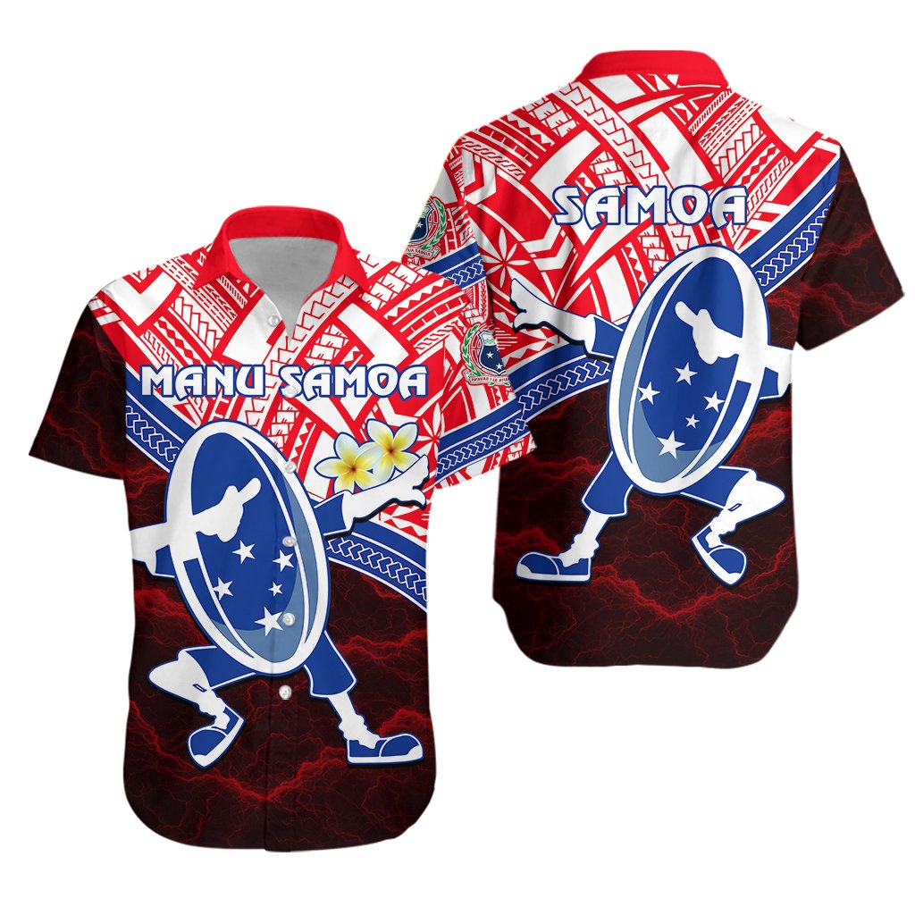 Manu Samoa Rugby Hawaiian Shirt Dab Trend Creative Red - Vibe Hoodie Shop