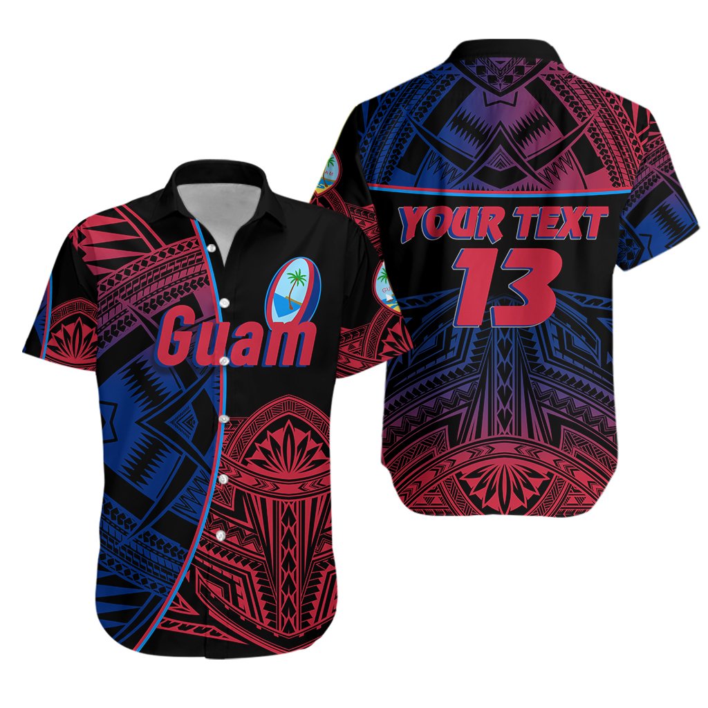 (Custom Personalised) Guam Rugby Hawaiian Shirt Impressive Version - Custom Text and Number - Vibe Hoodie Shop