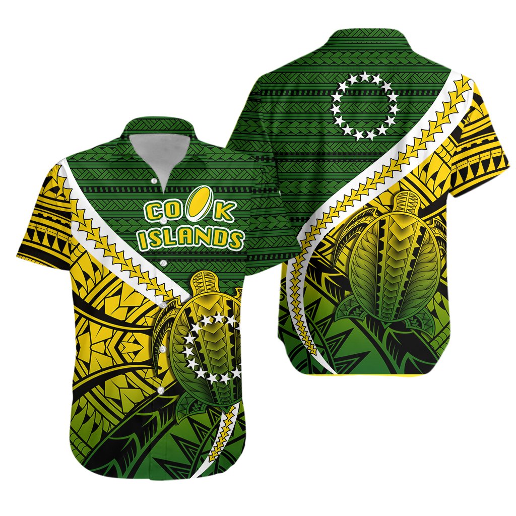 Cook Islands Hawaiian Shirt Style Turtle Rugby - Vibe Hoodie Shop