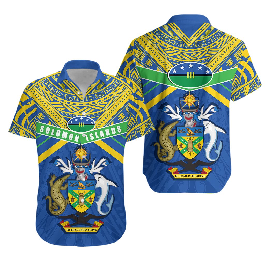 Solomon Islands Hawaiian Shirt Simple Coat Of Arms Rugby - Vibe Hoodie Shop