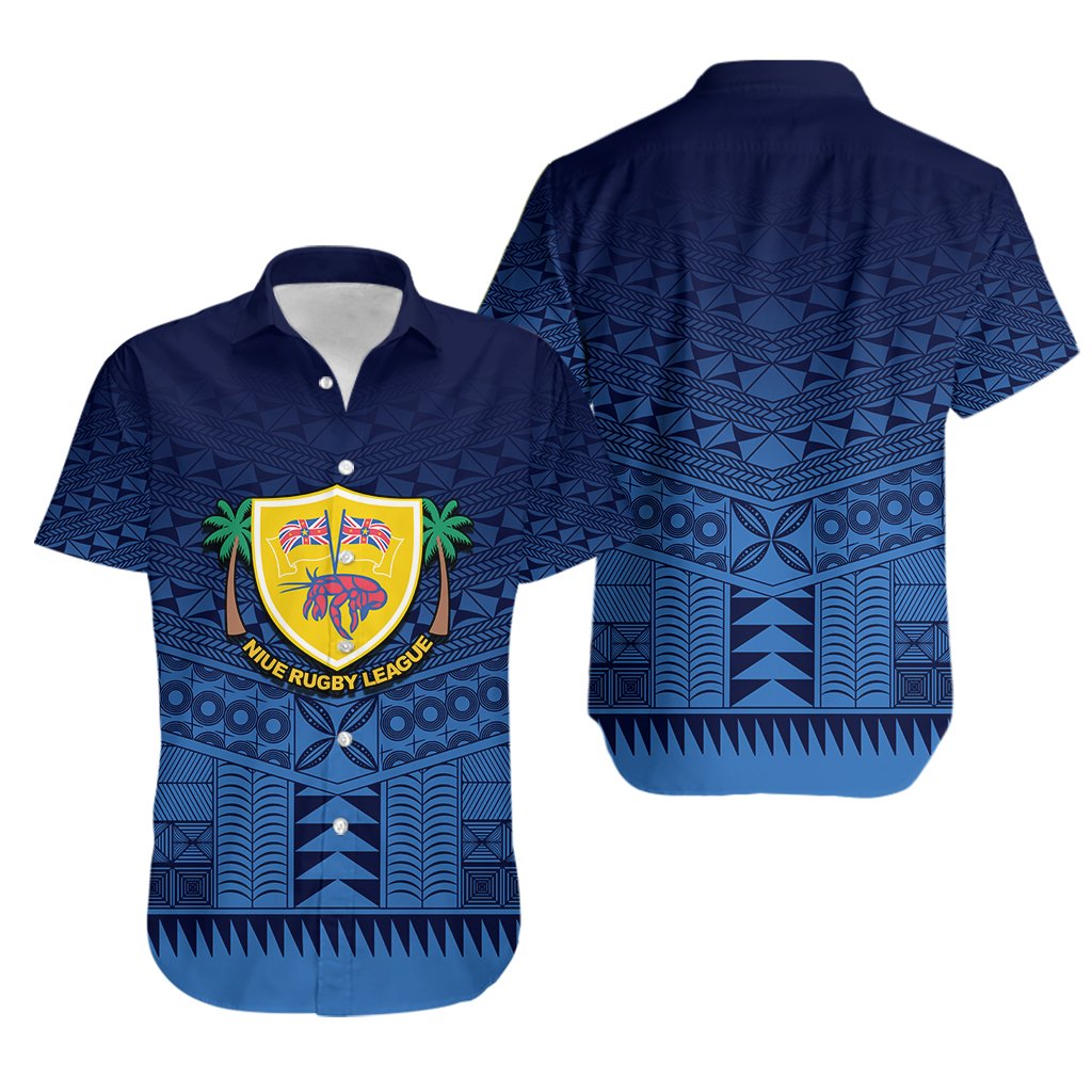 Niue Rugby Hawaiian Shirt Blue - Vibe Hoodie Shop