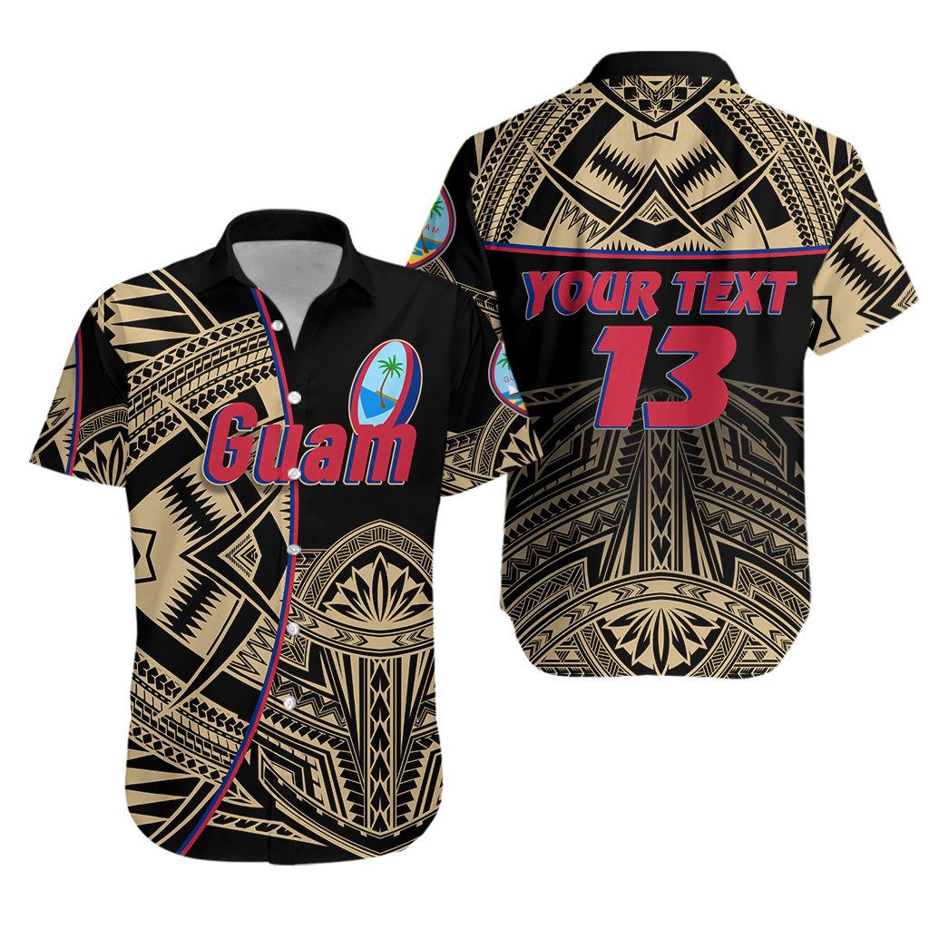 (Custom Personalised) Guam Rugby Hawaiian Shirt Impressive Version Golden - Custom Text and Number - Vibe Hoodie Shop