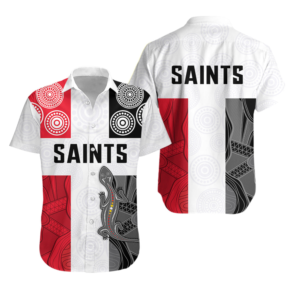 Saints Football Hawaiian Shirt St Kilda Indigenous - Vibe Hoodie Shop