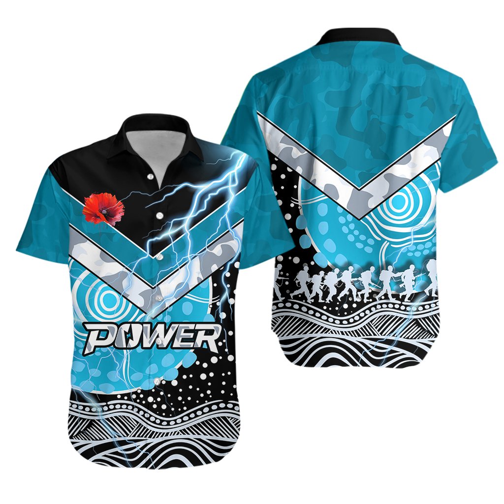 Power ANZAC Day Hawaiian Shirt Port Adelaide Lighting - Vibe Hoodie Shop