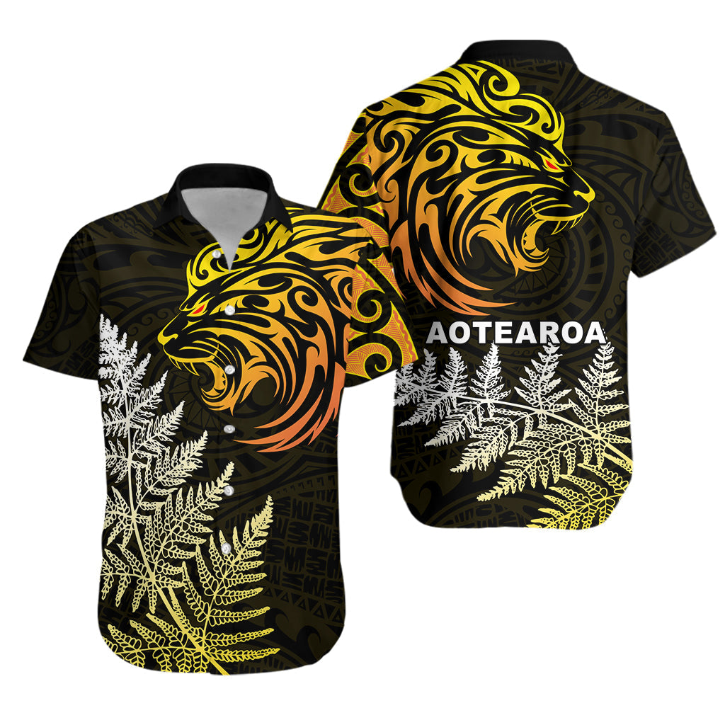 Lion Maori Hawaiian Shirt Aotearoa mix Silver Fern - Vibe Hoodie Shop