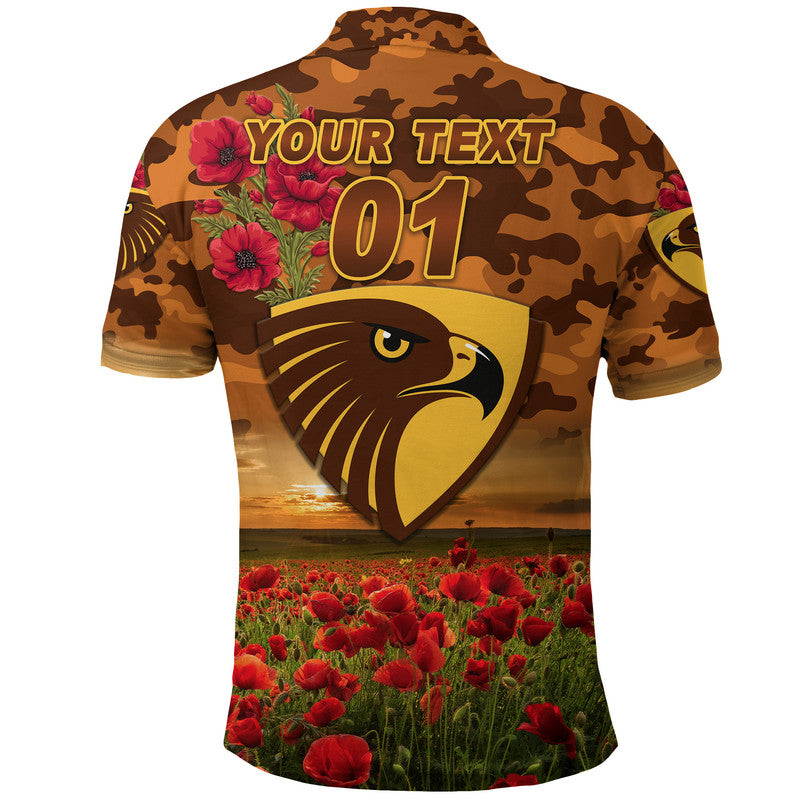 (Custom Personalised) Hawthorn Hawks ANZAC Polo Shirt Poppy Vibes - Vibe Hoodie Shop