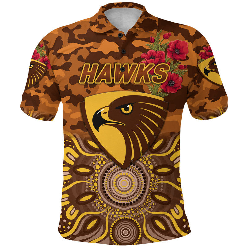 Hawthorn Hawks ANZAC Polo Shirt Indigenous Vibes - Vibe Hoodie Shop
