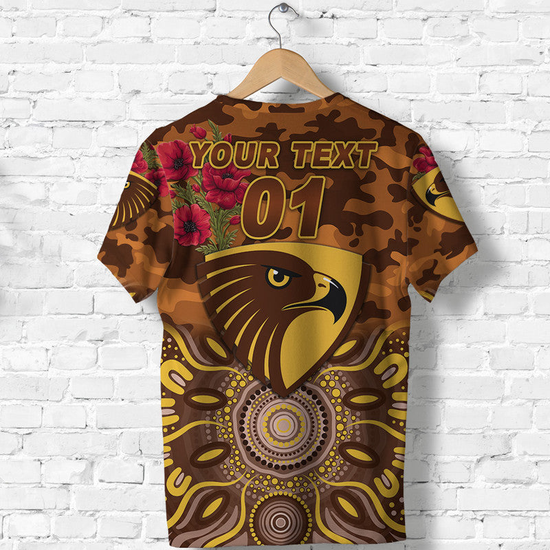 (Custom Personalised) Hawthorn Hawks ANZAC T shirt Indigenous Vibes - Vibe Hoodie Shop