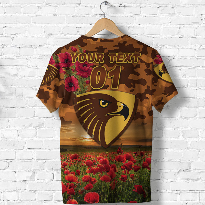 (Custom Personalised) Hawthorn Hawks ANZAC T shirt Poppy Vibes - Vibe Hoodie Shop
