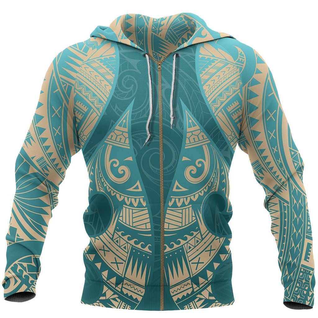 New Zealand Maori Zip Hoodie, Hei Matau Tattoo Full Zip Hoodie K5 Merchize - Vibe Hoodie Shop