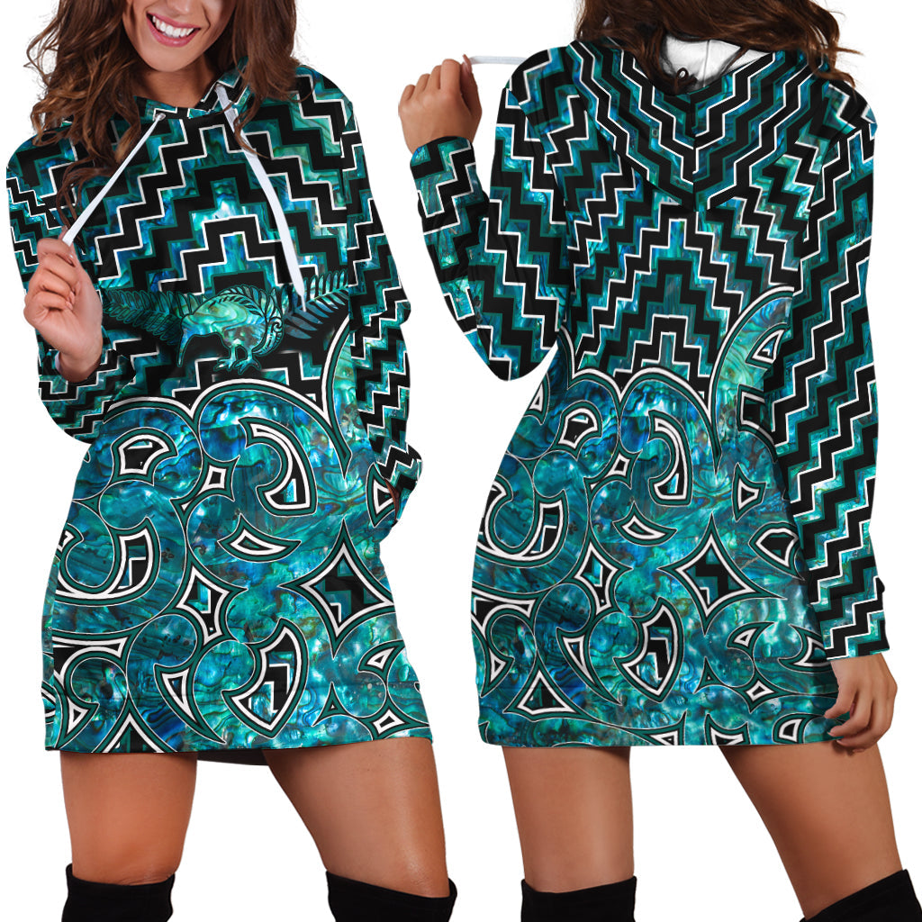 New Zealand Hoodie Dress Maori Graphic Tee patterns Paua Shell - Vibe Hoodie Shop