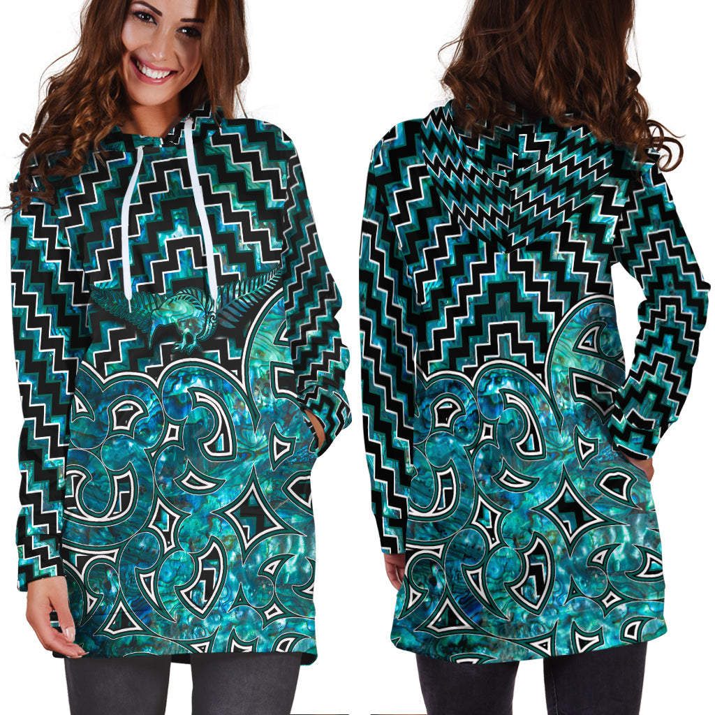 New Zealand Hoodie Dress Maori Graphic Tee patterns Paua Shell - Vibe Hoodie Shop