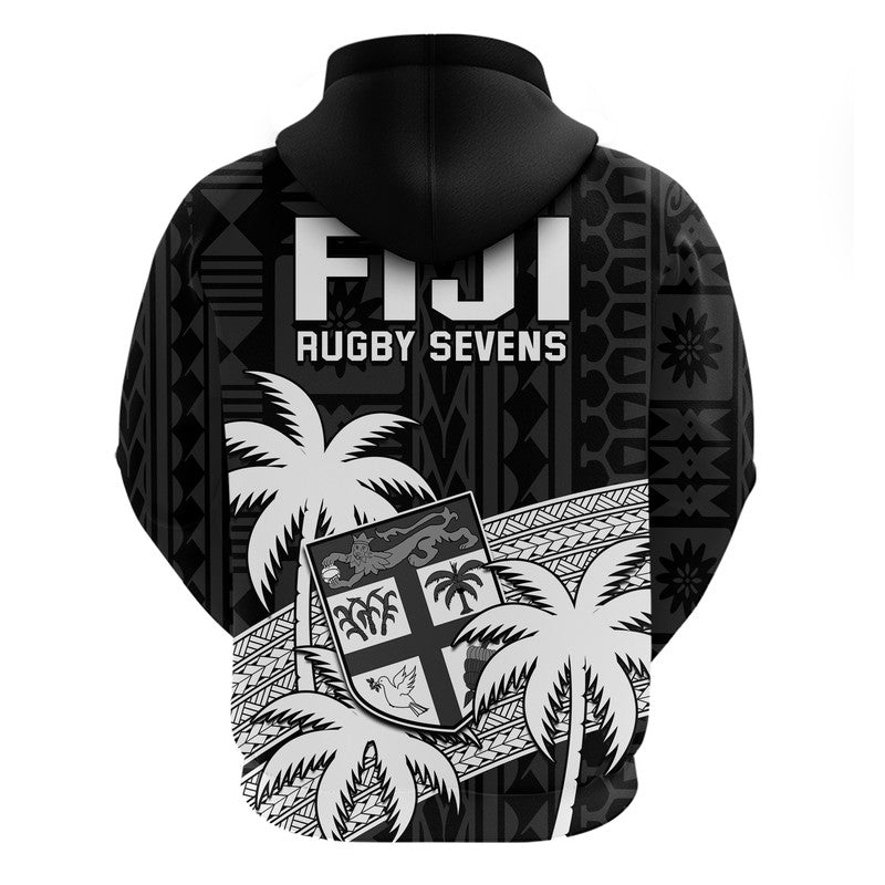 Fiji Rugby Sevens Zip Up And Pullover Hoodie Tapa Palm Tree and Fijian Coat of Arms LT9 - Vibe Hoodie Shop
