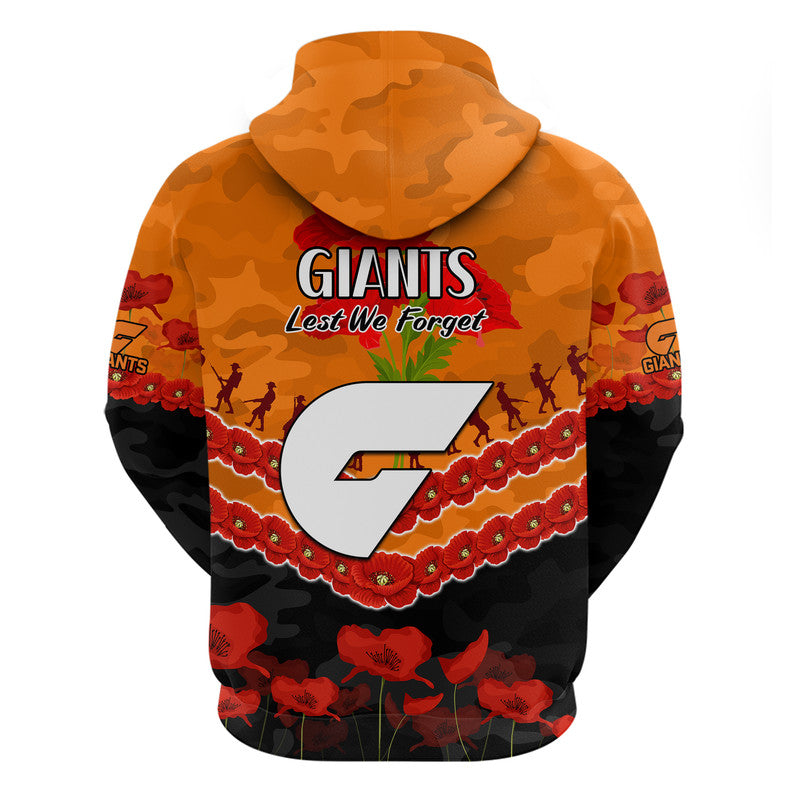 GWS Giants Football ANZAC Zip Up And Pullover Hoodie Lest We Forget LT9 - Vibe Hoodie Shop