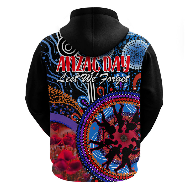 Australia ANZAC Day Zip Up And Pullover Hoodie Aboriginal Military and Poppy Flowers Style LT9 - Vibe Hoodie Shop