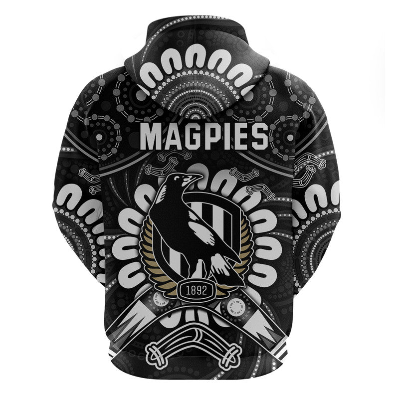 Magpies Football Zip Up And Pullover Hoodie Boomerang Indigenous Dots LT9 - Vibe Hoodie Shop