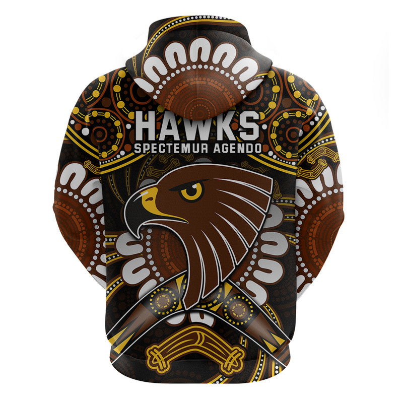 Hawks Football Zip Up And Pullover Hoodie Boomerang Indigenous Dots LT9 - Vibe Hoodie Shop