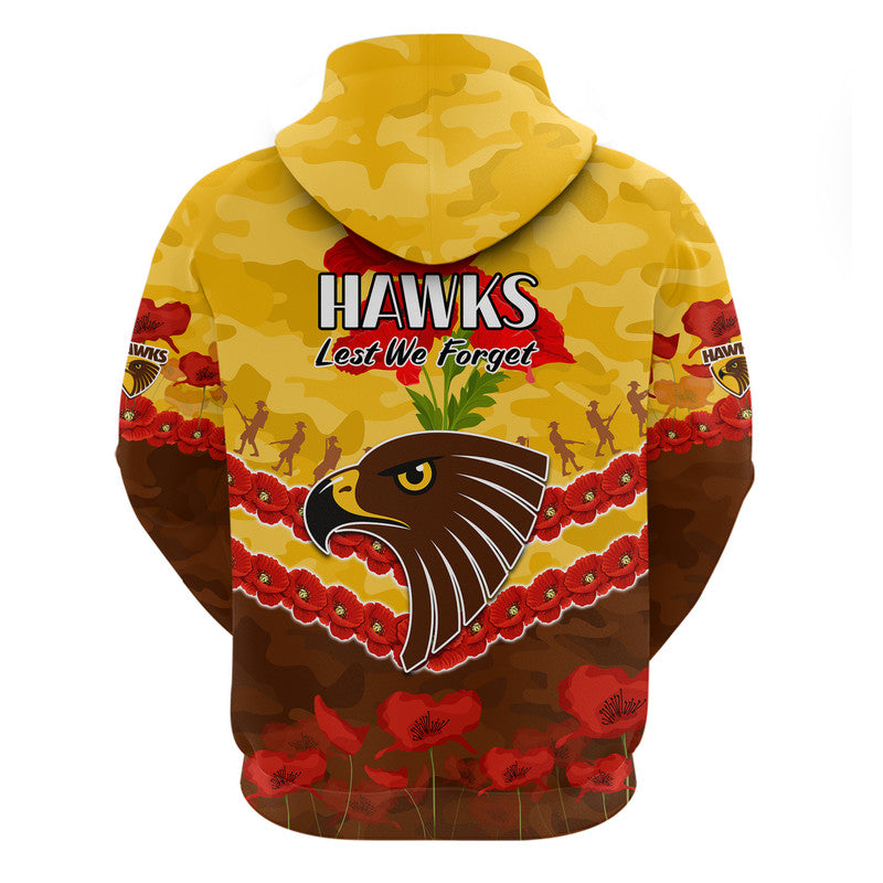 Hawks Football ANZAC Zip Up And Pullover Hoodie Lest We Forget LT9 - Vibe Hoodie Shop