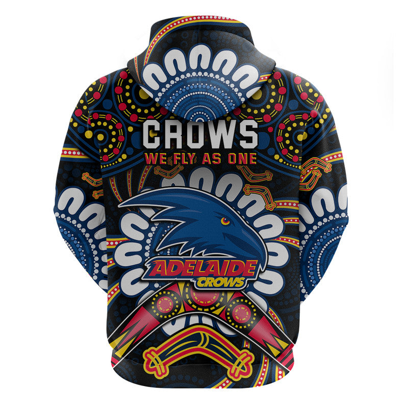 Adelaide Crows Football Zip Up And Pullover Hoodie Boomerang Indigenous Dots LT9 - Vibe Hoodie Shop