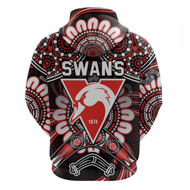 Swans Football Zip Up And Pullover Hoodie Boomerang Indigenous Dots LT9 - Vibe Hoodie Shop