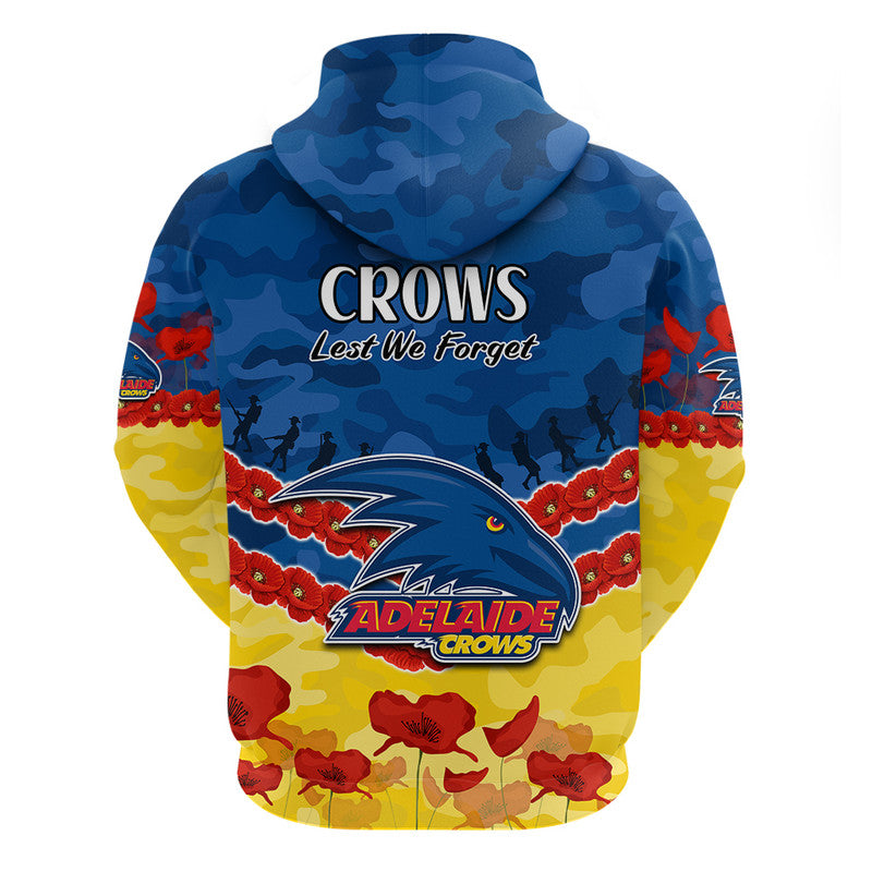 Adelaide Crows Football ANZAC Zip Up And Pullover Hoodie Lest We Forget LT9 - Vibe Hoodie Shop
