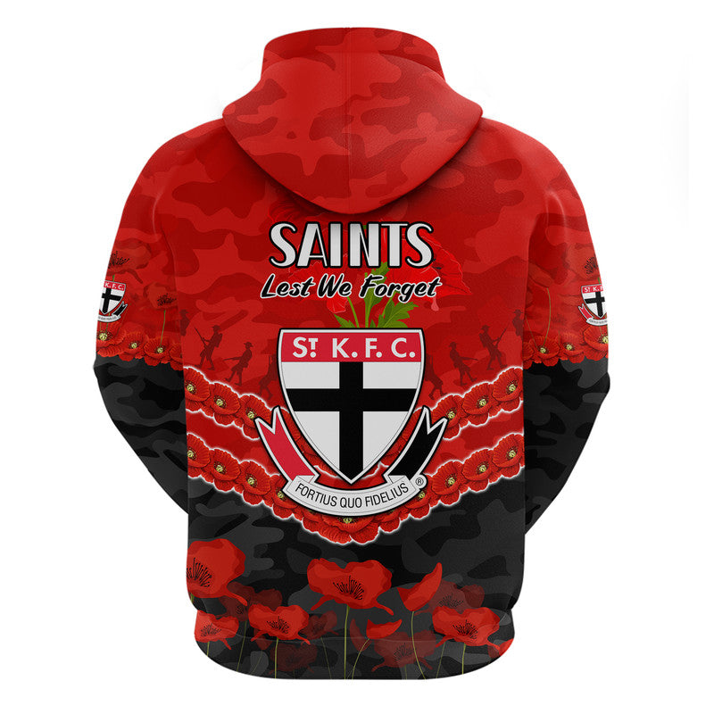 St Kilda Saints Football ANZAC Zip Up And Pullover Hoodie Lest We Forget LT9 - Vibe Hoodie Shop