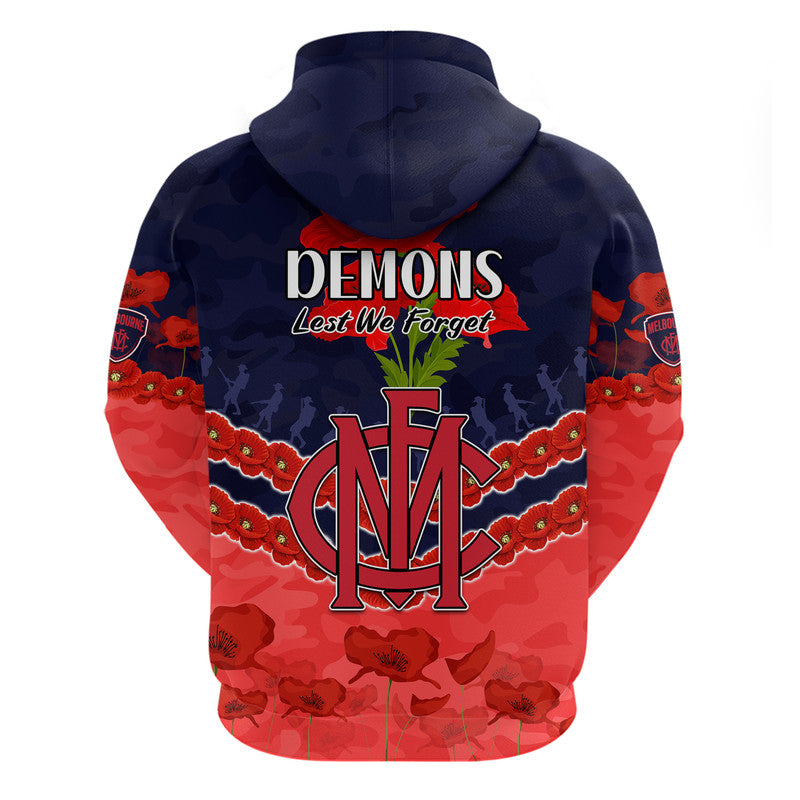 Demons Football ANZAC Zip Up And Pullover Hoodie Lest We Forget LT9 - Vibe Hoodie Shop