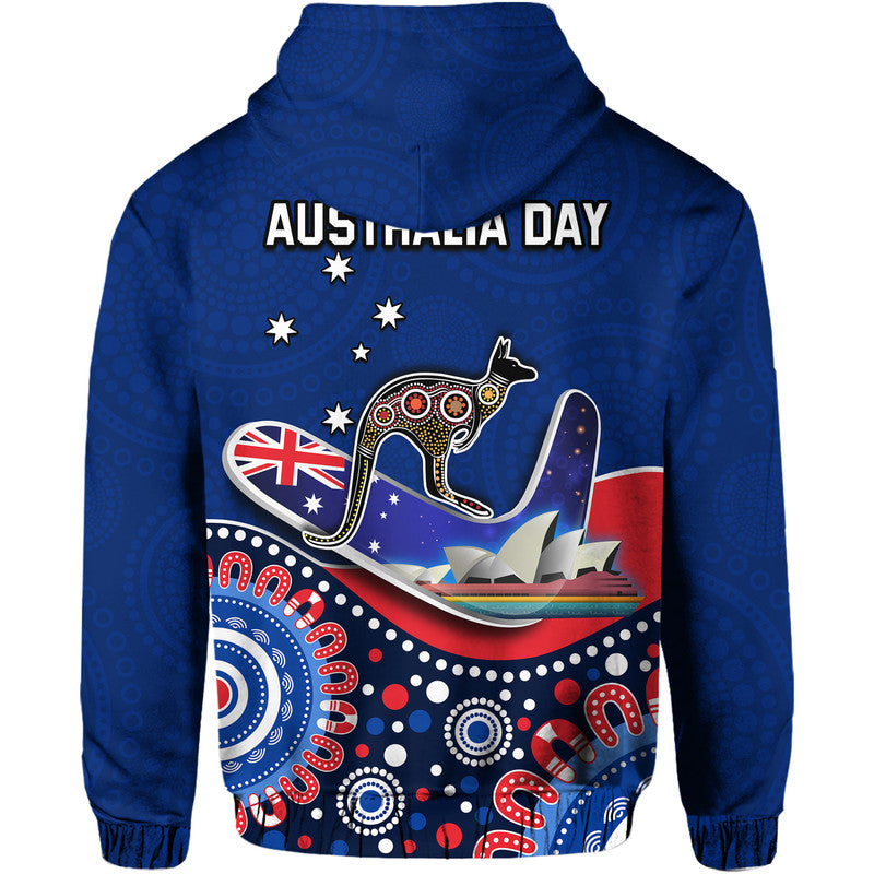 Australia Day Zip Up And Pullover Hoodie Indigenous Kangaroo And Boomerang LT9 - Vibe Hoodie Shop