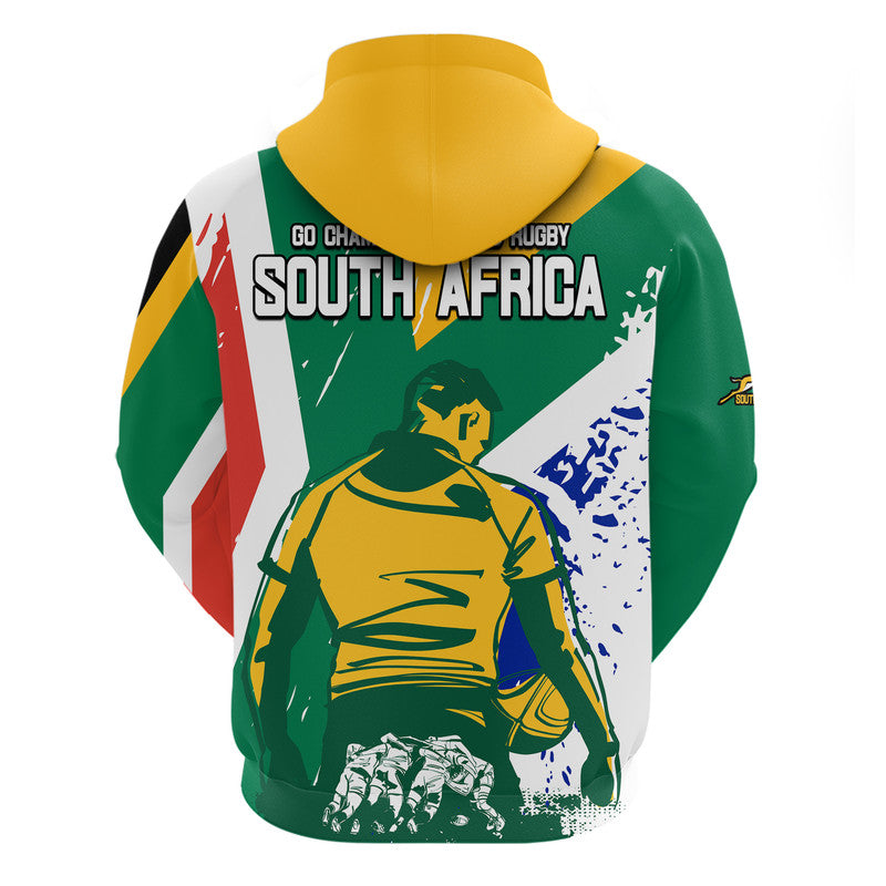 South Africa Rugby Zip Up And Pullover Hoodie Go Champions Bokke Player with Flag Style LT9 - Vibe Hoodie Shop