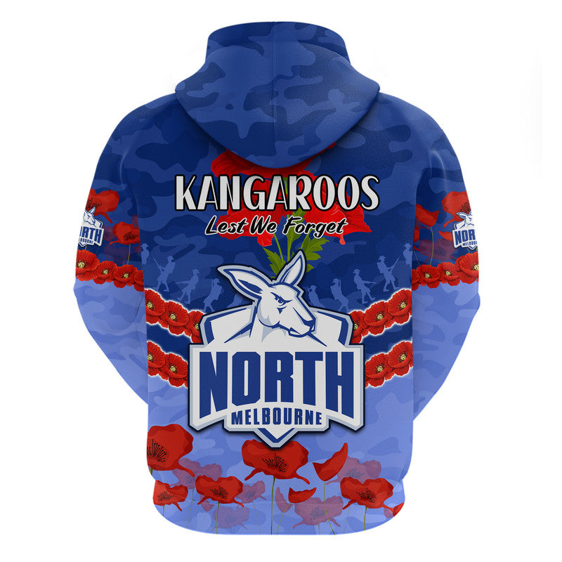 Kangaroos Football ANZAC Zip Up And Pullover Hoodie Lest We Forget LT9 - Vibe Hoodie Shop