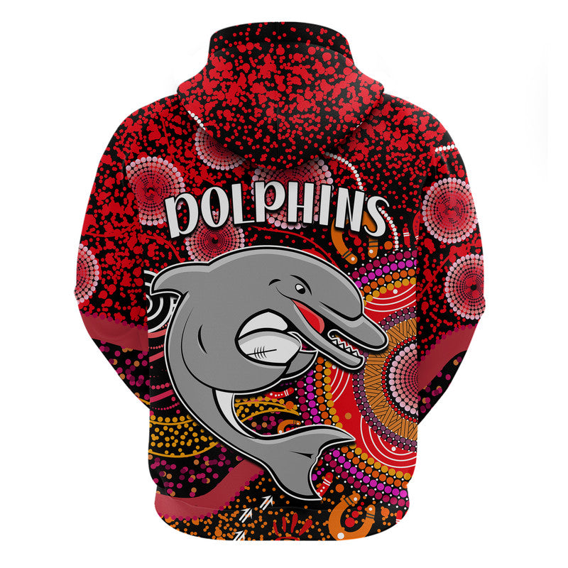 Dolphins Rugby Zip Up And Pullover Hoodie Aboriginal Dots Verion LT9 - Vibe Hoodie Shop