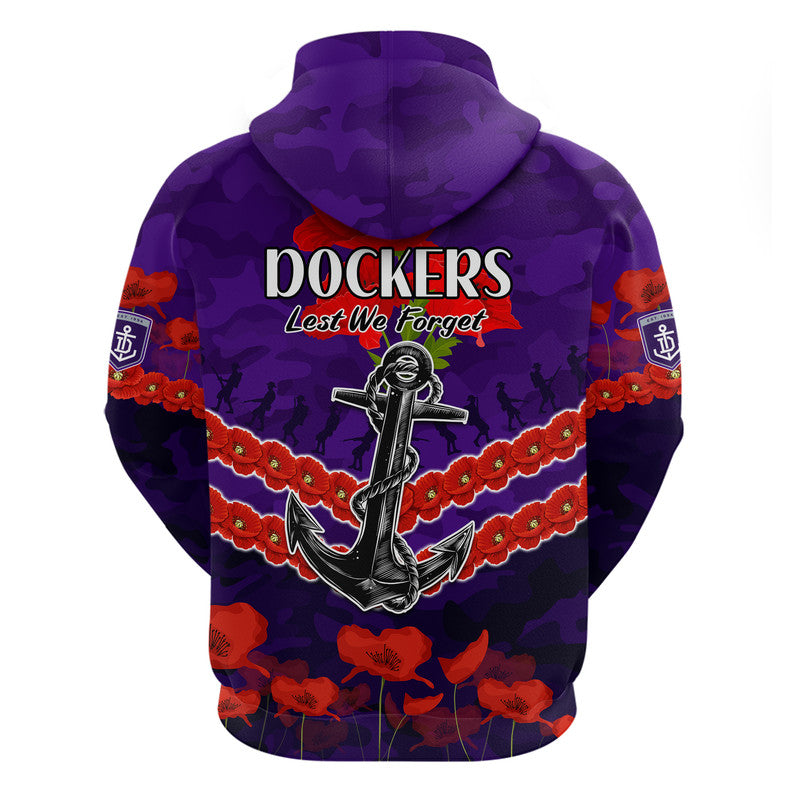 Dockers Football ANZAC Zip Up And Pullover Hoodie Lest We Forget LT9 - Vibe Hoodie Shop