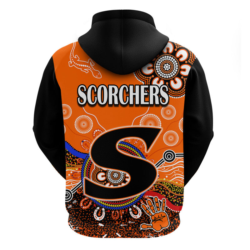 Perth Scorchers Zip Up And Pullover Hoodie Cricket Indigenous Aboriginal Lizard Version LT9 - Vibe Hoodie Shop