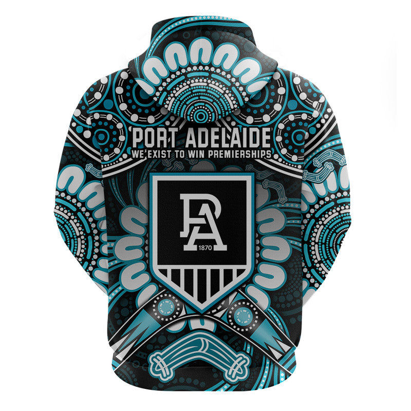 Port Adelaide Power Zip Up And Pullover Hoodie Boomerang Indigenous Dots LT9 - Vibe Hoodie Shop