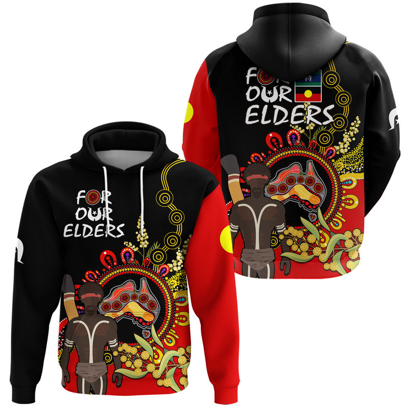 NAIDOC 2023 Indigenous Zip Up With Pullover Hoodie Australia Map With Golden Wattle LT9 - Vibe Hoodie Shop