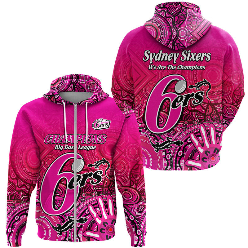Sydney Sixers Champions Zip Up And Pullover Hoodie Lizard Indigenous Aboriginal LT9 - Vibe Hoodie Shop