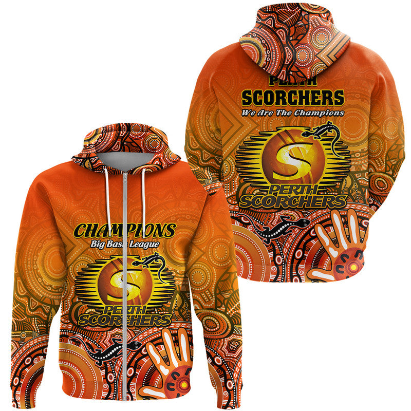 Perth Scorchers Champions Zip Up And Pullover Hoodie Lizard Indigenous Aboriginal LT9 - Vibe Hoodie Shop
