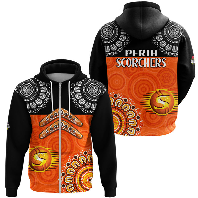 Perth Scorchers Cricket Zip Up And Pullover Hoodie Aboriginal Double Boomerang LT9 - Vibe Hoodie Shop