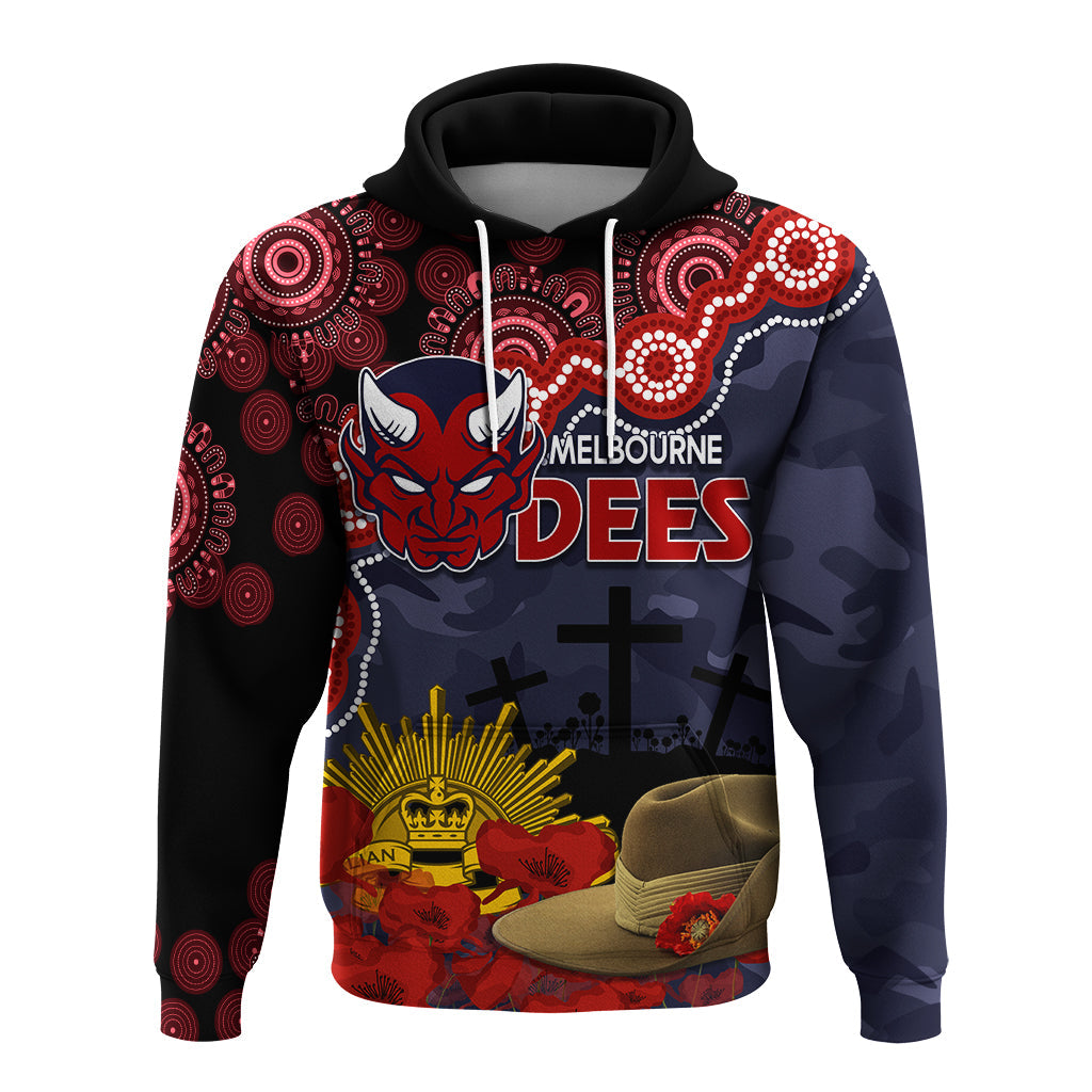 Melbourne Dees Football ANZAC 2023 Hoodie Aboriginal Mix Slouch Hat LT7 - Vibe Hoodie Shop