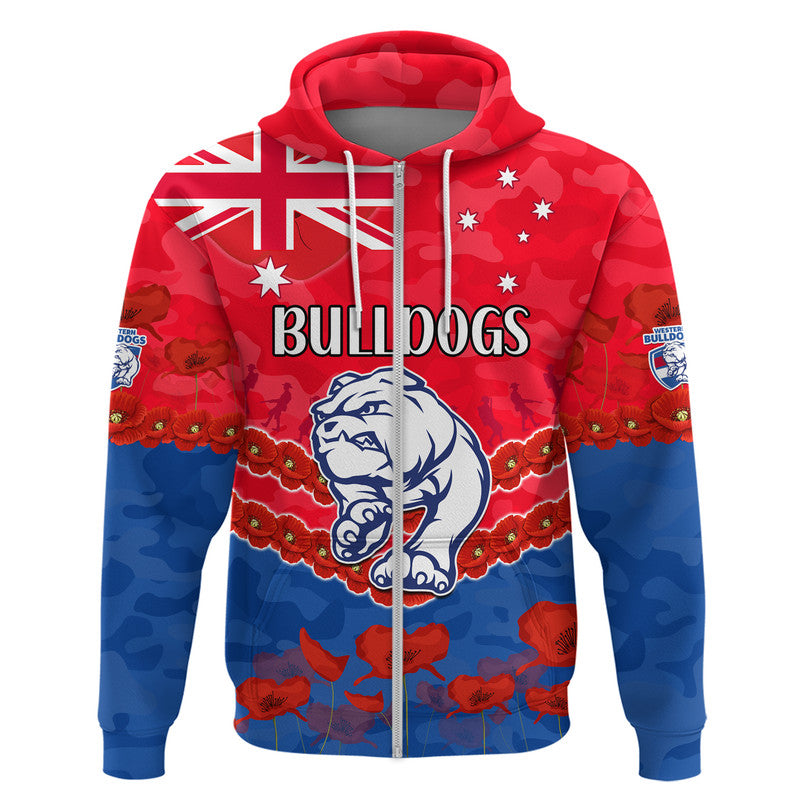 Western Bulldogs Football ANZAC Zip Up And Pullover Hoodie Lest We Forget LT9 - Vibe Hoodie Shop