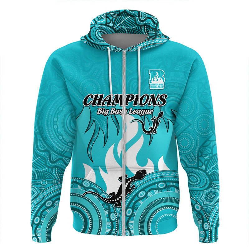 Brisbane Heat Cricket Champions Zip Up And Pullover Hoodie Lizard Indigenous Aboriginal LT9 - Vibe Hoodie Shop