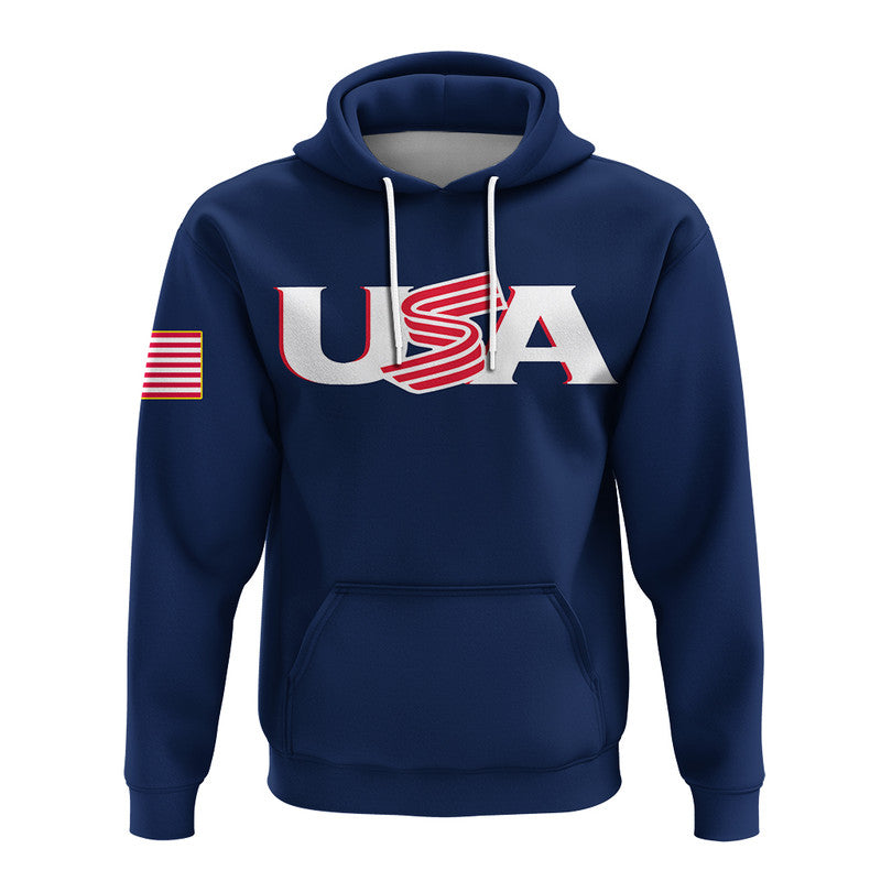 (Custom Personalised And Number) Baseball 2023 USA Hoodie Blue Style LT6 - Vibe Hoodie Shop