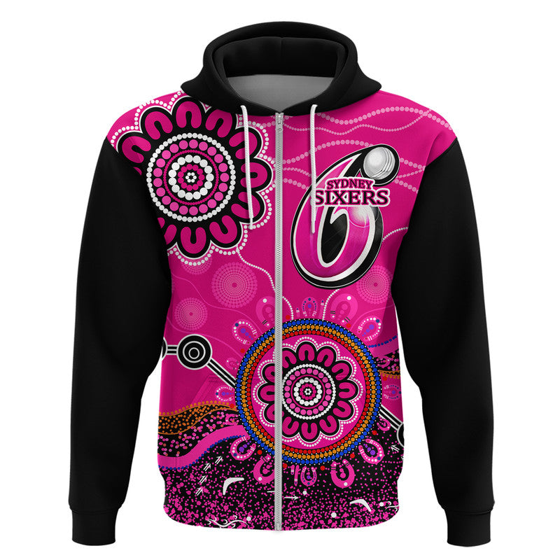 (Custom Personalised) Sydney Sixers Zip Up And Pullover Hoodie Cricket Indigenous Aboriginal LT9 - Vibe Hoodie Shop