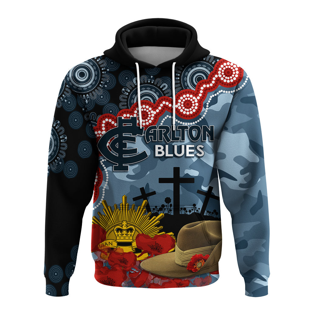 The Blues Football ANZAC 2023 Hoodie Aboriginal Mix Slouch Hat LT7 - Vibe Hoodie Shop