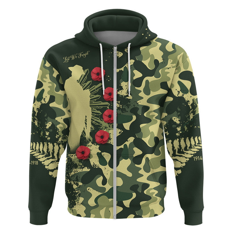 Aotearoa ANZAC Camouflage Zip Up And Pullover Hoodie LT9 - Vibe Hoodie Shop
