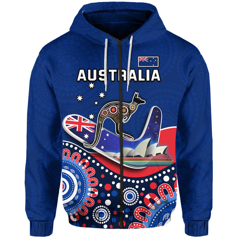 (Custom Personalised) Australia Day Zip Up And Pullover Hoodie Indigenous Kangaroo And Boomerang LT9 - Vibe Hoodie Shop