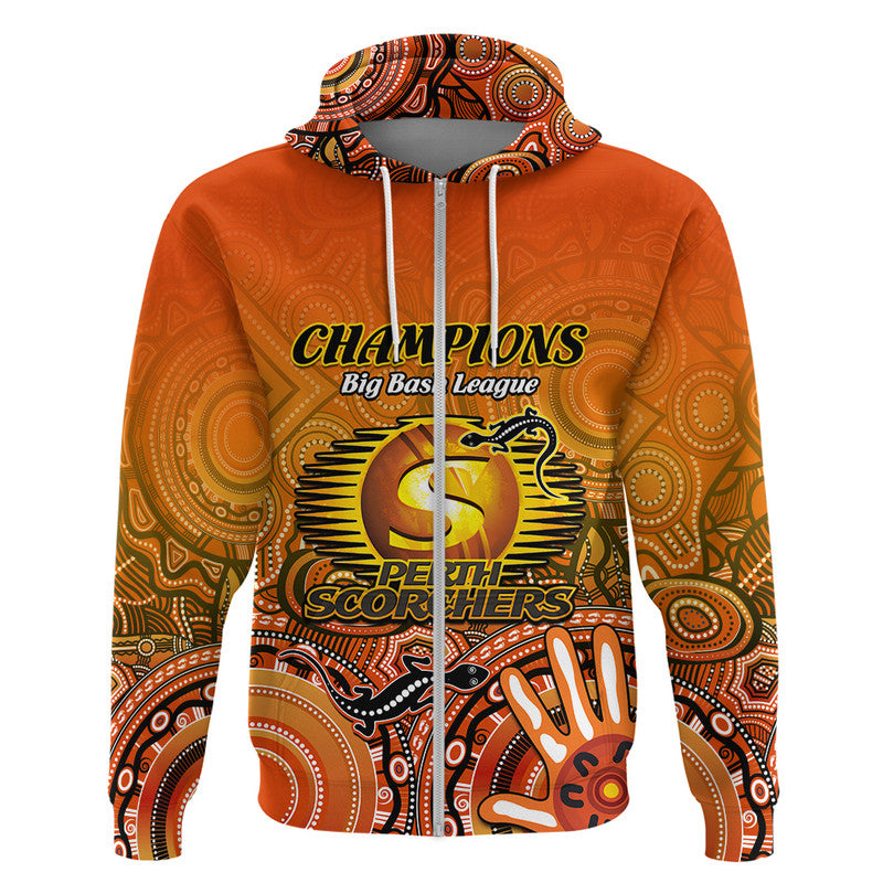 Perth Scorchers Champions Zip Up And Pullover Hoodie Lizard Indigenous Aboriginal LT9 - Vibe Hoodie Shop